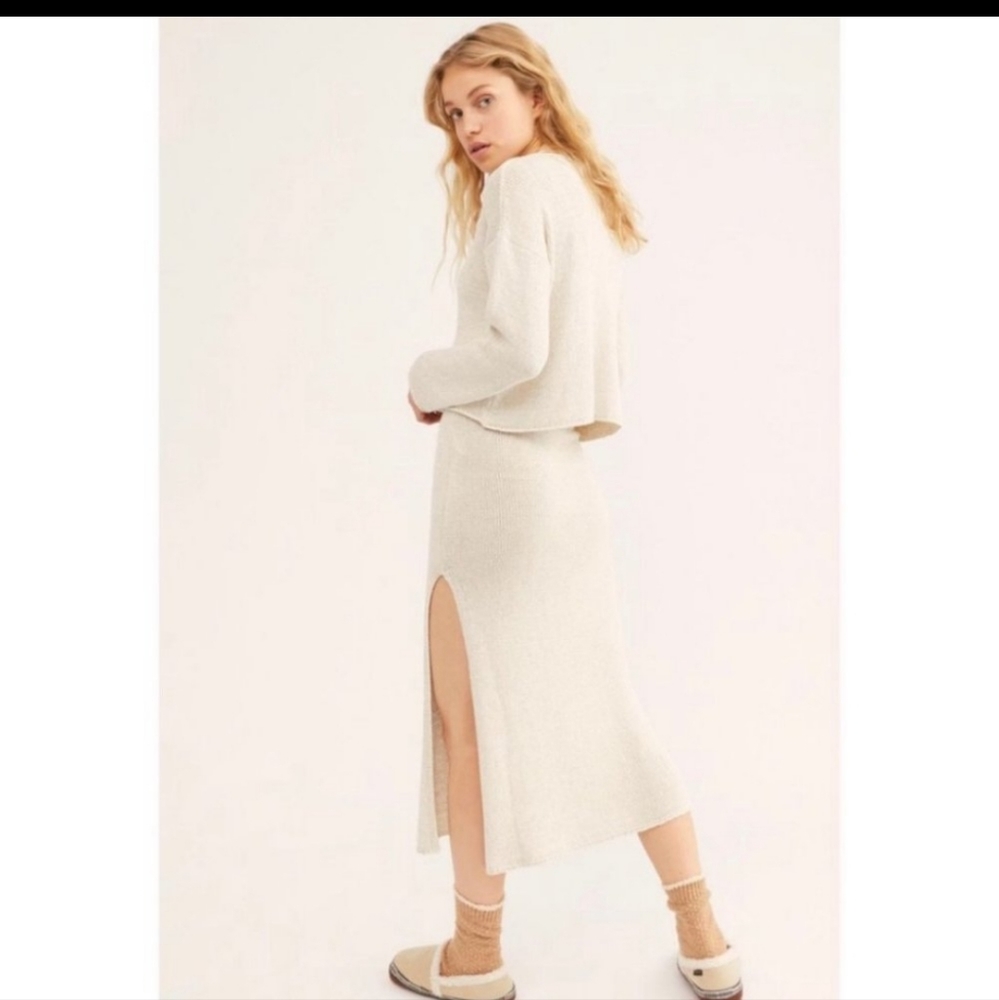 NWOT Free People Winter's Sun Set Matching Sweater Skirt Set